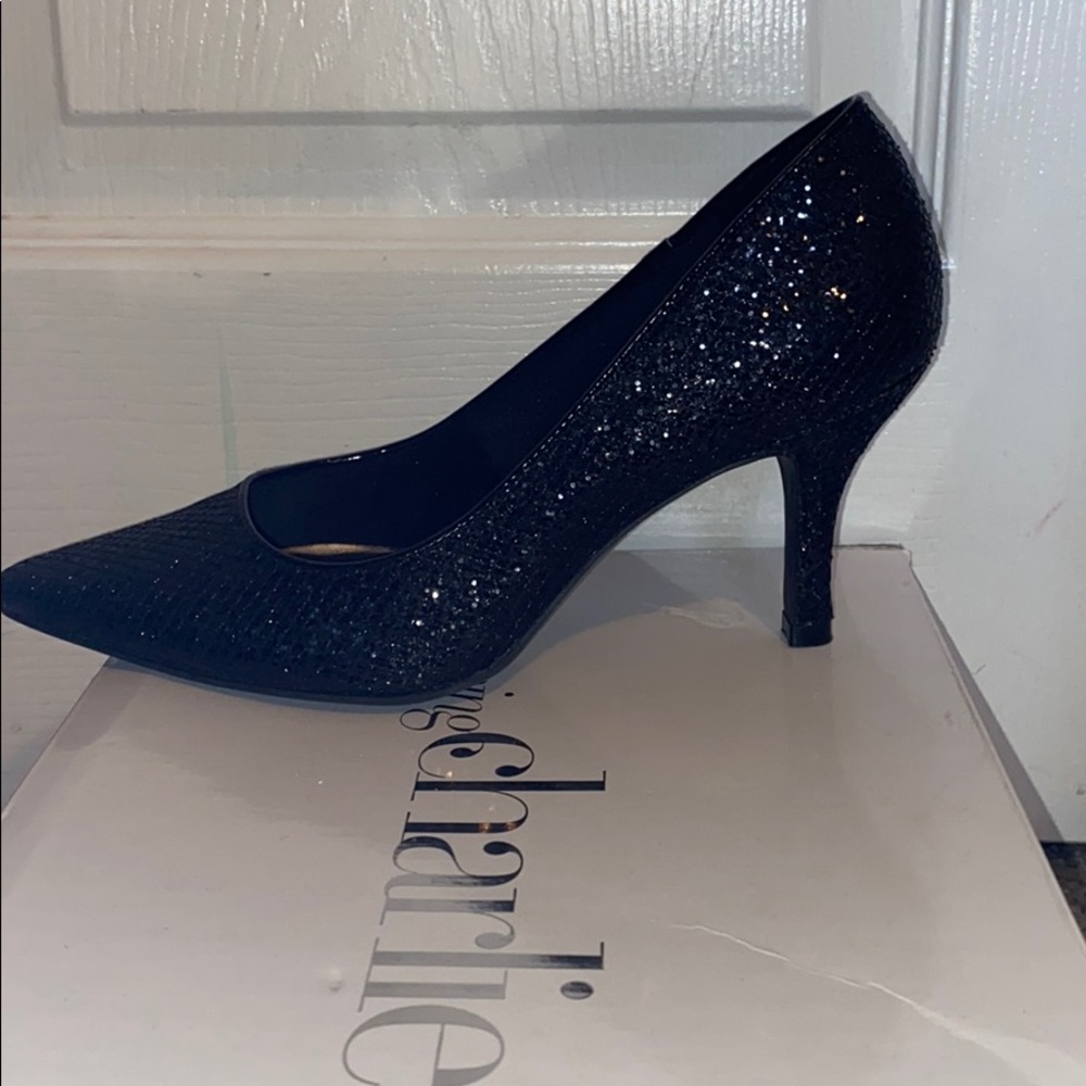 Black sparkly heels